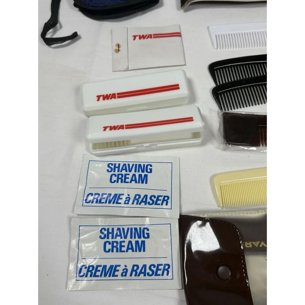 Vintage Airline Amenity Kits Lot TWA Varig Continental Travel Grooming Kit